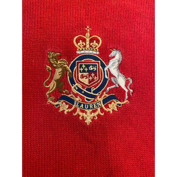 Ralph Lauren Womens Red Crew Neck Sweater Embroidered Crest Logo Small - Picture 4 of 10